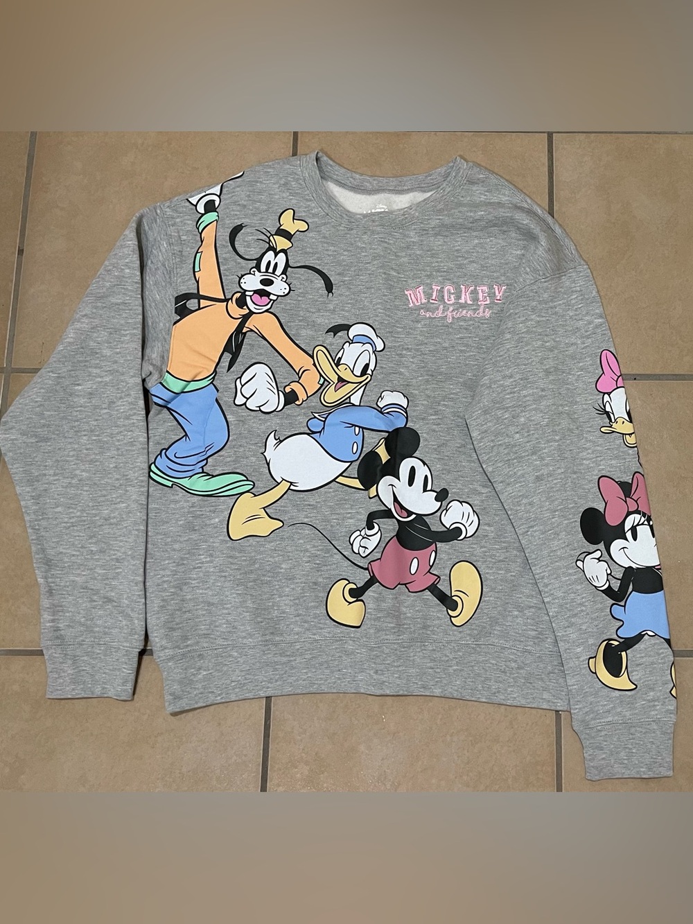 Disney Grey Sweatshirt with Goofy, Donald, Mickey, Minnie & Daisy